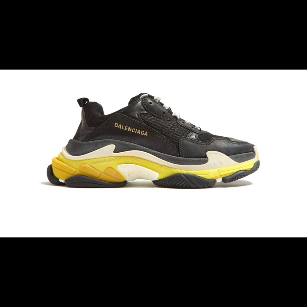 Balenziaga triple S 45 black yellow and white